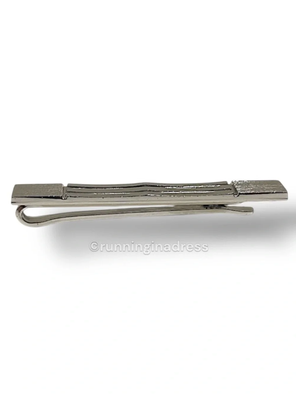 Vintage Nina Ricci Paris Silver Tie Clip 1980s Men's Geometric Tie Bar Clasp